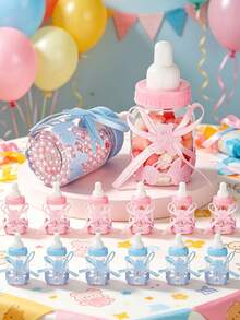12/24Pcs Shower Party Small Gift Pink Blue Bottle Candy Box, Baby Gift Party Small Gift, Party Cake Table Decoration, Party Supplies - Multicolor - View 4