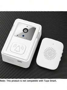 Timbre de video inteligente con cámara, cámara HD, lente gran angular, intercomunicador de voz inteligente, WiFi, altavoz incorporado, audio bidireccional, alerta en tiempo real, control por aplicación - Capacidad de batería de 400mAh - Blanco - Ver 13