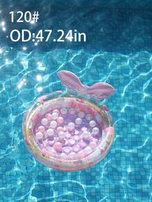 Transparent Pink Mermaid Pool Float Bed With Ball And Glitter, Inflatable Round Water Lounger For Adults, Cute Summer Pool Party Float - Multicolor - View 10