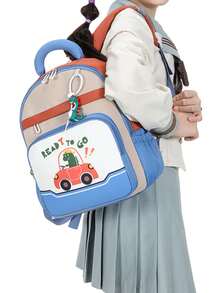 1pc Lightweight Burden-Reducing Children's Backpack, 2026 New Cute Cartoon Unisex Kindergarten School Bag - A - View 9