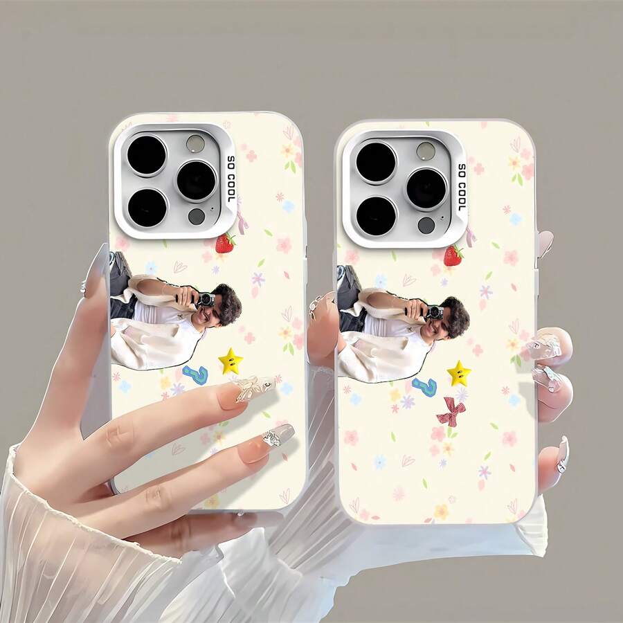 Funda para teléfono con estampado colorido de fresas y estrellas, compatible con Samsung, Apple, VIVO, OPPO, , Transsion, , y Honor. Fabricada en TPU, ofrece protección contra golpes y caídas. Un regalo ideal para familiares y amigos. - Blanco - Ver 1