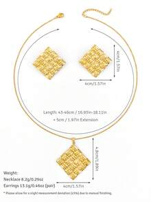 Women's Stainless Steel Jewelry Set, Textured Shell Starfish Heart Square Earrings And Pendant Necklace, Beach Accessories, Suitable For Party And Daily Wear Gift - Gold - View 14