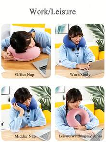 1pc Memory Foam U Shaped Neck Pillow Ergonomic Cervical Support Soft Plush Travel Headrest For Airplane Car Office Nap Adult Washable Long Trips - Multicolor - View 8