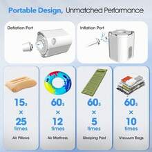 Portable Mini Air Pump – Rechargeable 1600mAh, 3.8kPa, Built-In Light, Inflator/Deflator For Sleeping Pads, Pool Floats, Camping - Multicolor - View 6