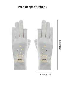 1 Set Women Short UV Protection Gloves For Cycling, Black/Beige/Purple, Fingerless, Anti-Slip, Breathable, Touch Screen Compatible, Summer - Grey - View 7