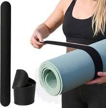 Correa elástica resistente, envoltura elástica, organizador para yoga, entrenamiento, ejercicio, pilates, almacenamiento - Correa negra para esterilla de yoga - Ver 1