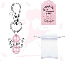 60pcs/Set Angel Keychain Gift Set, Includes 20 Keychains, 20 Transparent Organza Bags And 20 Thank You Cards, Suitable For Wedding Gifts, Baptism Party Gifts, Birthday Party Gifts And Guest Gifts (Pink, Blue) - A - View 3