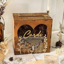 Wooden Wedding Card Box, Solid Wood With Slots, Gift Card Storage Box, Cross-Border Wedding Party Decoration Wooden Box - 1PC - View 1