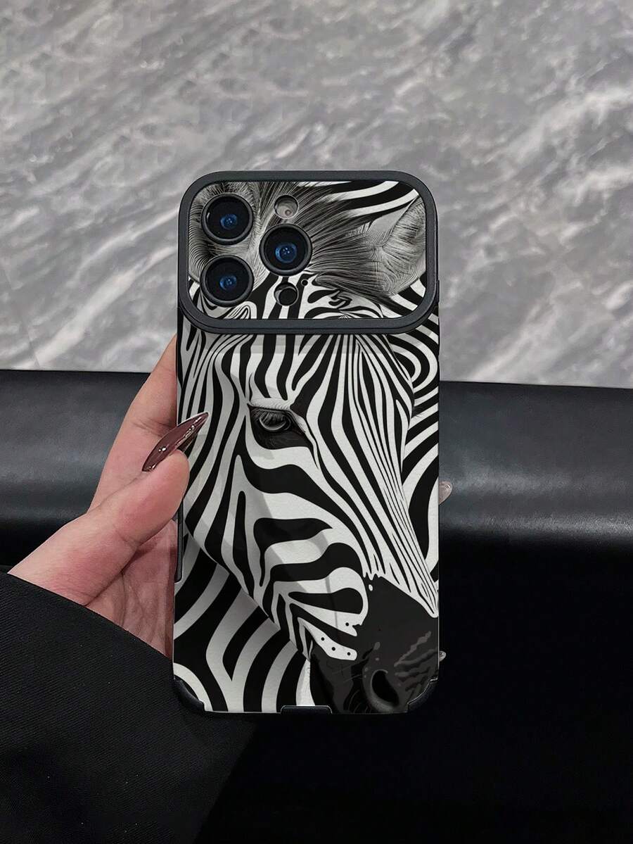 1 pieza Nueva Funda de Teléfono Creativa Personalizada con Patrón de Cebra Textura de Cuero Sintético a Prueba de Golpes Funda Protectora Compatible con IPhone 17/17Pro/17ProMax/16/16Pro/16ProMax/16Plus/15/15Plus/15Pro/15ProMax/14/14Plus/14Pro/14ProMax/13/13Pro/13ProMax/12/12Pro/12ProMax/11/11ProMax, Anti-Choque Anti-Colisión Funda Protectora Suave - Multicolor - Ver 1