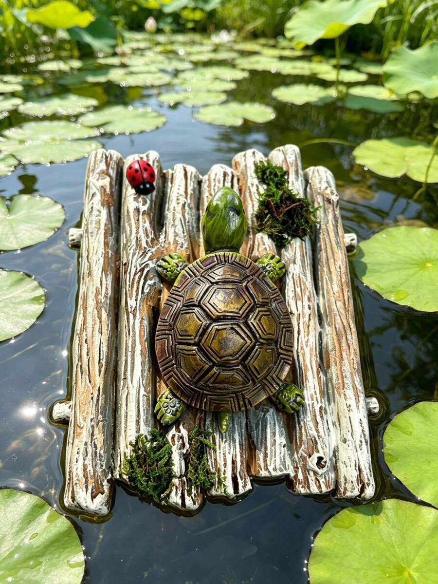 Floating Turtle And Yak Decorations With A Moss Raft Design, Perfect For Ponds And Aquariums. Waterproof And Windproof, Adding A Fun Touch To Your Water Scenery, A Great Gift For Turtle And Yak Lovers. - A - View 1