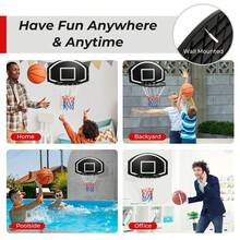 Wall Mount Basketball Hoop, 28.5¡¯¡¯ X 18¡¯¡¯ Large Backboard With 17¡¯¡¯ Rim, Shatter-Proof Backboard - Default Title - View 5