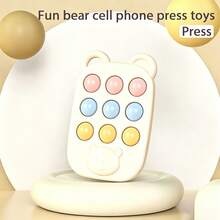 Bear Ear Phone Shaped Fidget Toy, 9-Key Silicone Sensory Bubble Pop Toy, Baby Teething Toy, Toddler Children Stress Relief Finger Game - Multicolor - View 3
