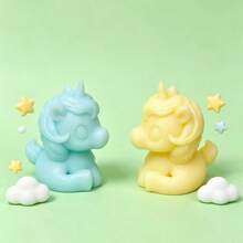 New Sitting Unicorn Aromatherapy Candle Silicone Mold, 3D Cute Auspicious Unicorn Plaster Ornament Silicone Mold - White - View 3