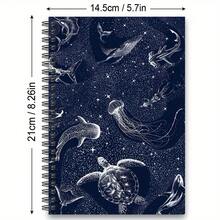 1 Spiral Bound Notebook, Printed With Watercolor Turtle And Hibiscus Flower Pattern, Pink Floral Ocean Style, A5 Lined Pages; Ideal For School/Office Supplies, Also A Great Gift For Marine Life Enthusiasts. - Ocean Series - View 8