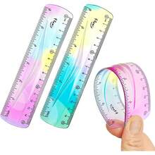2 piezas Regla flexible, Regla flexible de 6 pulgadas para niños, Regla de plástico blando, Regla escolar para niños, Regla flexible de color degradado, Regla blanda para niños, Regla de aula para estudiantes con marcas de centímetros y pulgadas - 1 - Ver 3