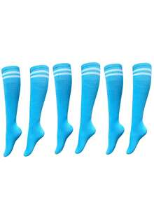3 Pairs Kids Knee-High Soccer Socks, Long Sports Socks, Suitable For 3-8 Years Old Children Daily School Wear, Back To School, First Day Of School - Multicolor - View 16