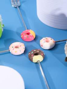 2pcs Stainless Steel Donut Spoon & Fork Set Dessert Spoon Coffee Spoon Fruit Fork Tableware - Multicolor - View 9