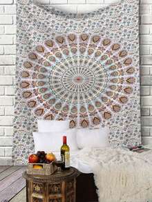 Bohemian Mandala Print Tapestry (1 Piece) - Modern Square Polyester Decorative Tapestry For Living Room And Bedroom - Wall Hanging - Multicolor - View 3