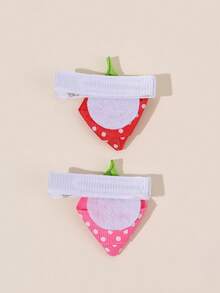 4pcs/2pcs Cute Multicolor Strawberry Hair Clips,Dopamine Side&Bangs Clips,Fashion Hair Accessories Gift For Girls Teens School,Summer Vacation&Photos Wear - Multicolor - View 10