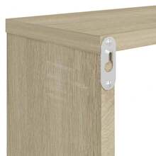 vidaXL Wall Shelf, Set Of 2, Wall-Mounted Shelf, Wall Storage With Ample Space For Books And Awards, Cube Shelf, Hanging Shelf, Bookshelf, Light Oak/Khaki Wood Composite - Light Oak Khaki - View 8