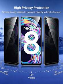 2 Buah Pelindung Layar Privasi yang Dirancang Kompatibel dengan Realme, Film Kaca Tempered Anti-Spy, Kekerasan 9H, Anti-Sidik Jari, Bebas Gelembung, Mudah Dipasang - Hitam - View 2