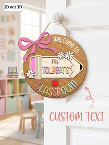 1pc Customized Teacher Classroom Wooden Door Sign, Personalized Teacher Name, Welcome Door Hanger, 3 Styles Available, Wooden Printed Sign With Hanging Rope, Classroom Decor, Teacher Appreciation Back To School Gift For Educators - Multicolor - View 13