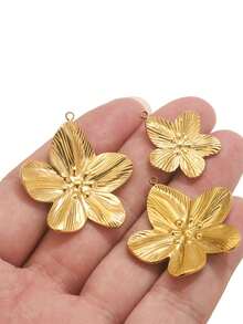 5pcs Stainless Steel 18K Gold-Plated Charms: Fashionable Heart-Shaped Flower Pendant Necklace And Earrings-DIY Jewelry Making Bag Charms Trinkets - Pendants - View 4