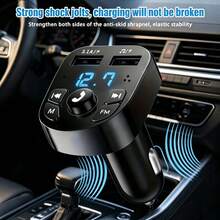 Modulador de audio MP3 para automóvil de 3.1A, receptor de audio con 2 puertos USB de carga rápida, compatible con teléfonos Apple, Android, portátiles, compatible con carga rápida y múltiples dispositivos, diseño compacto para una carga eficiente en el automóvil - Negro - Ver 8