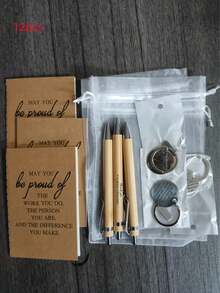 12 piezas/3 juegos Juego de regalo de apreciación para empleados del equipo, incluye 3 bolígrafos de bambú, 3 cuadernos de bolsillo inspiradores, 3 llaveros inspiradores, 3 bolsas de regalo. Adecuado para empleados de oficina, voluntarios, enfermeras, maestros, colegas, construcción de equipos, jubilados, accesorios para automóviles, encantos de bolsos, estilo gótico lindo, estilo Y2K, ideas de regalos de Navidad - Plateado - Ver 4