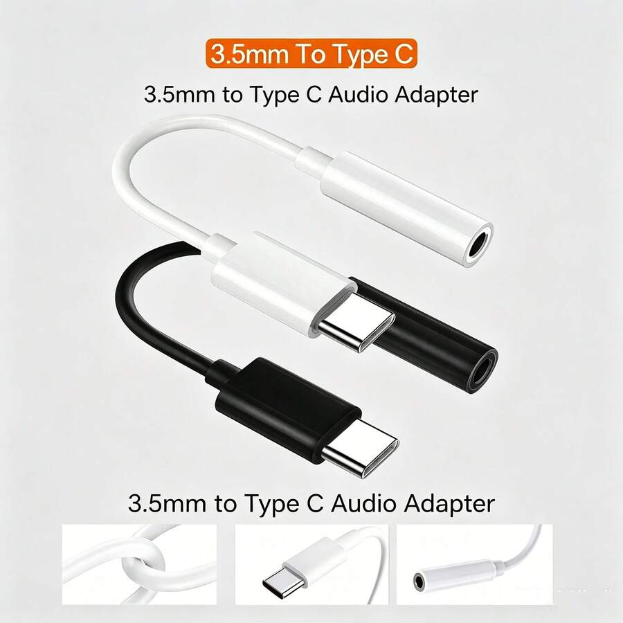 Cable de conversión de audio USB-C a 3.5mm para auriculares, adaptador de audio de alta fidelidad con convertidor de cable compatible con dispositivos de la serie Phone 17 Pro Max/17 Pro/17/Air/16/15/ cable de conexión de audio - Multicolor - Ver 1