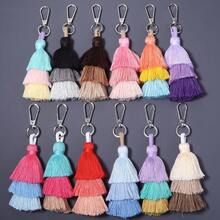 1pc/Pack Tassel Keychain 14.5cm Gradient Color Three-Layer Tassel Christmas Tree Pendant Phone Charm Decoration Handmade DIY Clothing Accessories Bag Jewelry Parts - Tassel Keychain - View 8