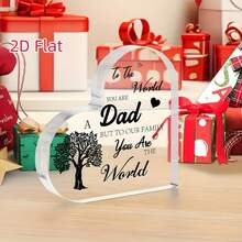 1 Stück Acryl Herzförmiges Schild, Tochter Sohn Danke Papa Baum Design, Mini Heimdekoration Tischornament, perfektes Vatertags Geburtstags Thanksgiving Geschenk - 1PC - Übersicht 5