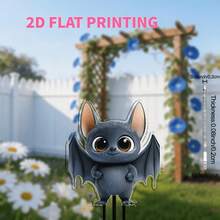 Mignon petit panneau de décoration de jardin extérieur en forme de chauve-souris, artisanat plat 2D minimaliste, décoration de paysage de pelouse de jardin, petit piquet à planter [article décoratif pratique] charmant et compact, illumine facilement les coins du jardin, également un cadeau de niche attentionné - A - Voir 4