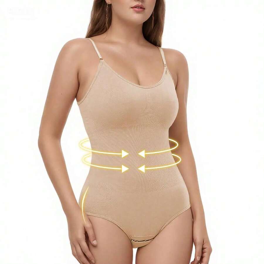 TIN Body Faja Reductora Moldeadora Nylon Sin Costuras Control de Abdomen Transpirable Cómoda Elegante2.Fajas Mujer Body Reductor Moldeador Cintura Poliamida Transpirable Sin Costuras - Café integral - Ver 1