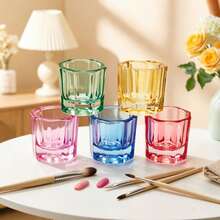 Colored Octagonal Crystal Nail Polish Cup With Lid, A Liquid Container For Cleaning Brushes And Mixing Colors In Nail Art. - Multicolor - View 12