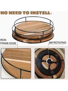 Rotating Round Wooden Storage Rack, Suitable For Desktop And Cabinet Organization, Ideal For Kitchen, Bathroom And Home Decor, With 360° Rotating Turntable Storage Rack, Suitable For Displaying Bottles, Cans And Small Items - View 9