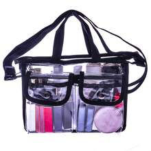 Clear PVC Makeup Bag, Transparent Cosmetic Organizer Tote, Waterproof Travel Toiletry Storage Bag With Removable Shoulder Strap, Front Pockets, Zipper Pouch And Handle For Makeup Brushes Beauty Tools - View 10