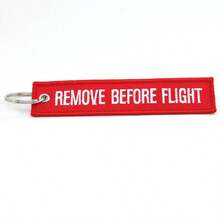 5件組汽車鑰匙圈 Remove Before Flight 噴射機標籤鑰匙圈 雙面文字刺繡 航空鑰匙掛飾 - A - 查看 3
