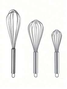 1pc/3pcs Stainless Steel Ball Whisk Set, Upgraded Cooking Mixer, Suitable For Stirring, Whipping, Mixing And Blending - Multicolor - View 3