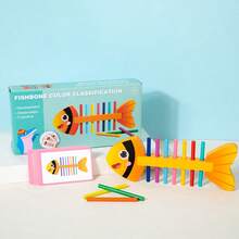 Color Matching Toy, Fish Bone Shaped Toy, Colorful Wooden Sticks To Enhance Memory, Develop Hands-On Ability, Hand-Eye Coordination, Strengthen Brain Development, Improve Color And Shape Recognition, Wooden Toy For Boys And Girls - Multicolor - View 6