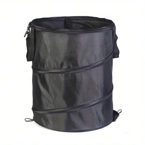 1 pieza Cubo de basura portátil plegable negro, cubo de jardín de tela Oxford, cubo de basura para tienda de campaña de camping al aire libre, equipo de jardinería plegable para recoger hojas, residuos del jardín, escombros del césped, limpieza del patio, adecuado para camping de verano, barbacoa, picnic, viaje por carretera, Día de la Independencia