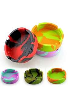 1pc Round Silicone Ashtray Set, Heat-Resistant Silicone Material, Suitable For Indoor And Outdoor Use, Easy To Clean, Office Ashtray Portable Silicone Ashtray For Camping Travel, Office Car Outside Indoor Use, Ashtray Patio Decor Ashtrays Outdoor - Multiple Styles - View 2