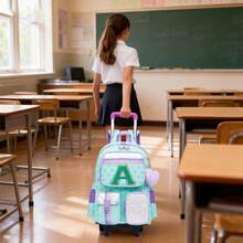 Backpack With Wheels For Girls Rolling Letter Backpack Cute Carry On Backpack Kids Luggage With Crossbody Bag And Pencil Case For Elementary Student - Children's Rolling Bags - View 9