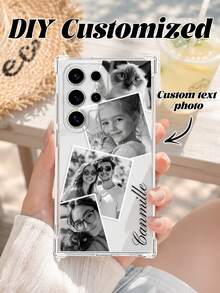 1pc Customized Family Friends Couple Photo Collage Transparent Anti-Drop Phone Case Compatible With Series 11 12 13 14 15 16 17 Pro Max Plus Models, Scratch-Resistant Personalized DIY Image Clear Phone Cover Shell - Clear - View 2