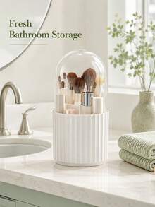 Minimalist Beauty Storage With Divided Compartments To Stop Clutter Modern Acrylic Makeup Brush Holder For Urban Professionals Compact Vanity Decor Ideal For Bathroom Countertop To Hold Eye Shadow Brushes - A - View 3