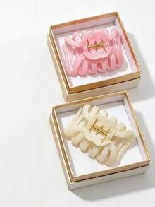 2pcs/4pcs Solid Color Casual ABS Plastic (ABS Resin) Ink Wash Premium Large Hair Claw Clip For Women Back Of Head Pumpkin Clip Suitable For Thick Hair Hair Claw Hair Grab All Season Hair Accessory Headband - Multicolor - View 9