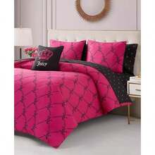 Juicy Couture Logo Link 6-Pc. Comforter Set |  | Comforters - Hot Pink/ Black - View 3