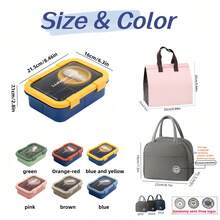 1pc Bento Box Set With Salad Cup, 4-Compartment Lunch Box, Suitable For Lunch, Outdoor, Office, Picnic Use, Drop-Resistant And Durable, Dishwasher , Christmas, Birthday, Holiday Gift, Back To School And Work Essential, Kitchen Supplies, Kitchen Accessories (Pink) - Multicolor - View 10