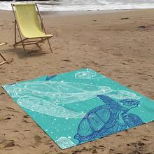1pc Turtle Pattern Beach Mat, Extra Large Beach Mat, Lightweight And Durable. Perfect For Travel, Camping And Picnic. Adult Extra Large Size. Perfect For Beach And Outdoor Adventure - Style9 - View 8