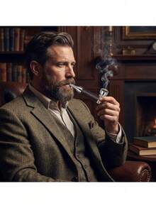 Scotte Classic 煙斗套組，仿木紋手持長桿金屬煙斗，便攜式煙斗附煙斗濾網、清潔刷、3合1刮除工具、迷你煙斗與擴充套件，適合初學者與愛好者 - A-B - 查看 6